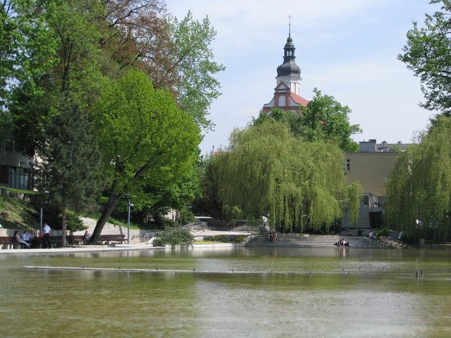 Fontanna na stawku Barlickiego w Opolu.