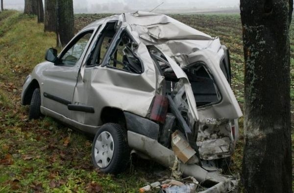 Citroen zatrzymał się na drzewie