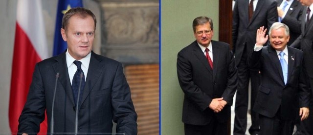 Od lewej: Donald Tusk, Bronisław Komorowski i Lech Kaczyński