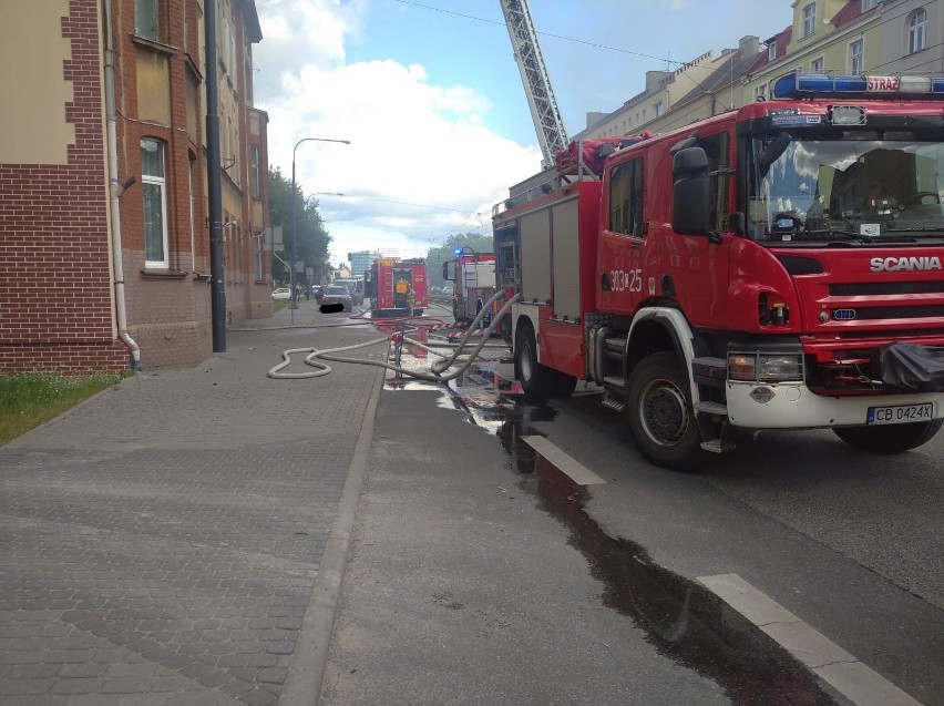 Pożar kamienicy przy ul. Jagiellońskiej 63 w Bydgoszczy