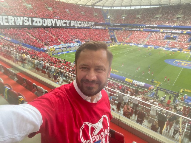 Aleksander Miszalski na Stadionie Narodowym na finale Pucharu Polski Pogoń Szczecin - Wisła Kraków.