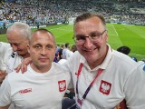 Łodzianin Tomasz Szulc i Czesław Michniewicz na meczu Argentyna - Meksyk