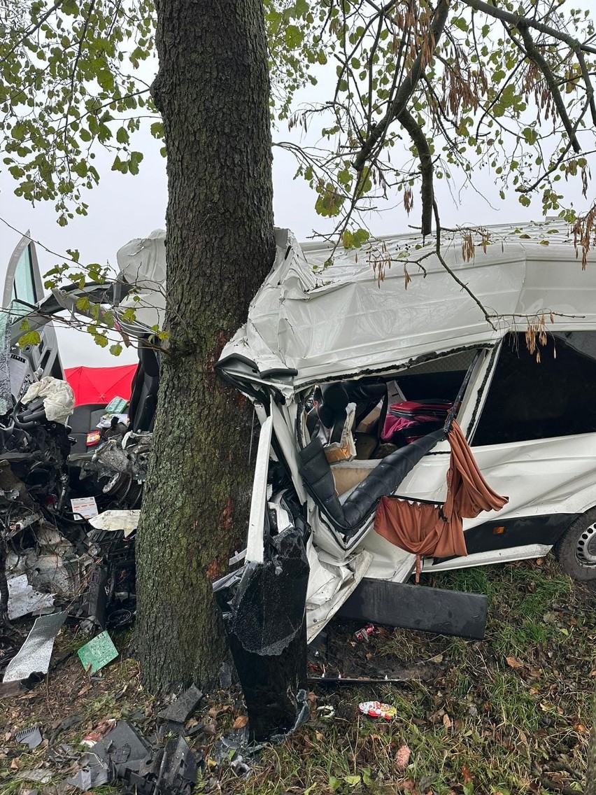 Tragiczny wypadek busa pod Hrubieszowem. Nie żyją dwie kobiety i 6-letnie dziecko, 3-latek jest w ciężkim stanie