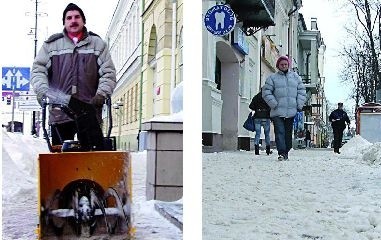 I LO kupiło kombajn do odśnieżania (na zdjęciu z lewej). Efekty widać gołym okiem. Obok &#8211; ulica Kościuszki.