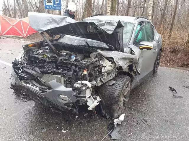 Policjanci z Radomska pod nadzorem prokuratora wyjaśniają okoliczności tragicznego wypadku, do którego doszło 11 marca ok. godz. 10. Ze wstępnych ustaleń wynika, że kierujący volkswagenem golfem 73-latek jadąc od Białej Góry, nie ustąpił pierwszeństwa jadącemu cuprą formentor od strony Dobryszyc, 29-letniemu radomszczaninowi. Kierowca z golfa siłą uderzenia został wyrzucony z auta, niestety nie przeżył - informuje aspirant Agnieszka Kropisz z Komendy Powiatowej Policji w Radomsku.