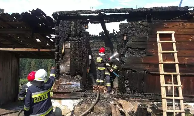 Mieszkającej w spalonym domu kobiecie nic się nie stało. W chwili, gdy wybuchł pożar, była u sąsiadów.