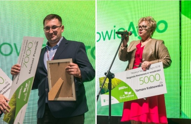 Tak Mariusz Pawlak i Tamara Kalinowska prezentowali się odbierając nagrody na szczeblu wojewódzkim, podczas Forum Rolniczego "Gazety Pomorskiej" 2019 w Bydgoszczy