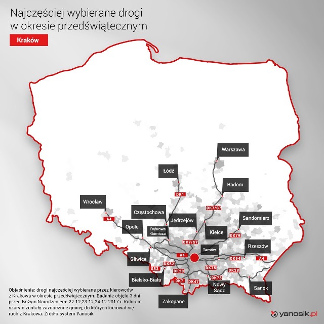 Najczęściej wybierane drogi w okresie przedświątecznym