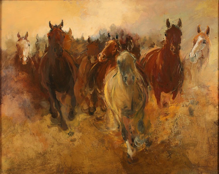 Jedną z pasji artystycznych Bazylewicza są konie, tak...
