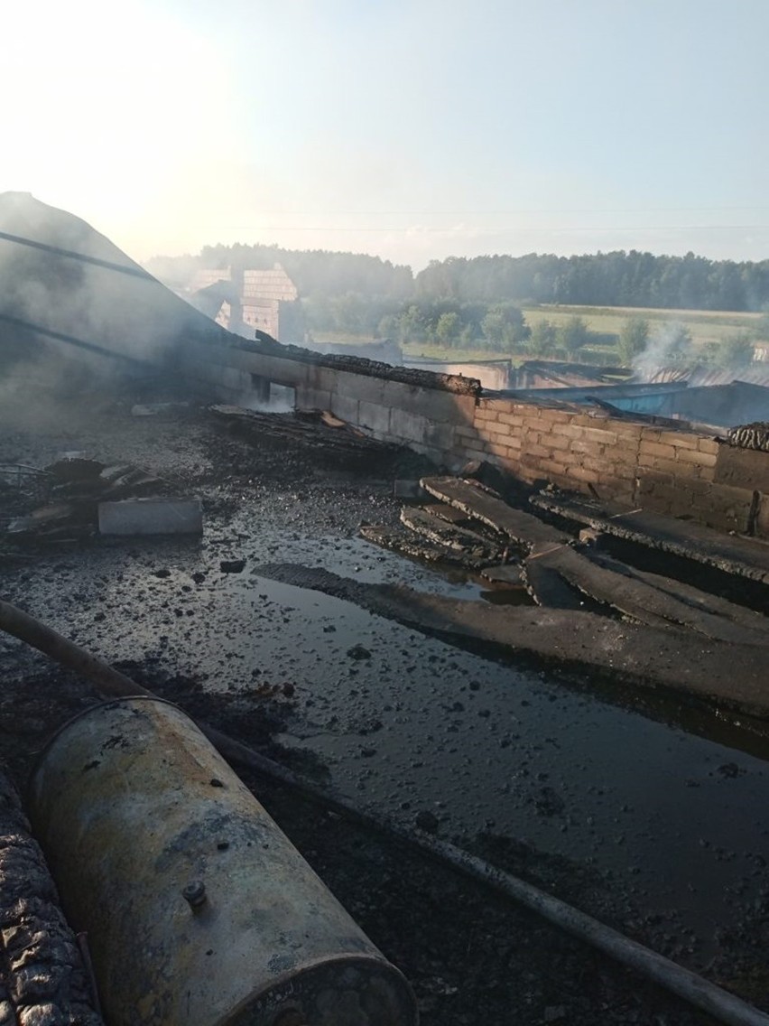 Potężny pożar w powiecie radzyńskim. Gaszono go m.in. wodą z rzeki i basenu