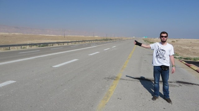 Mateusz Smołuch podczas autostopowej podróży o Izraelu i Palestynie