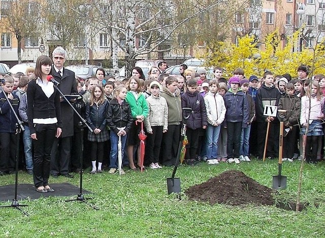 Uczniowie połanieckiej szkoły posadzili Dąb Pamięci dla Ignacego Kobos.