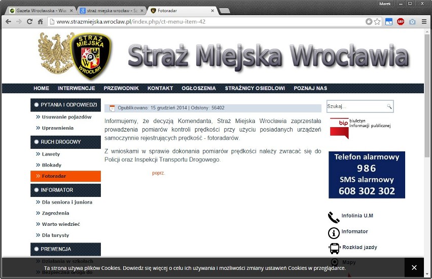 Wrocław: Straż miejska przestaje mierzyć prędkość przy pomocy fotoradarów