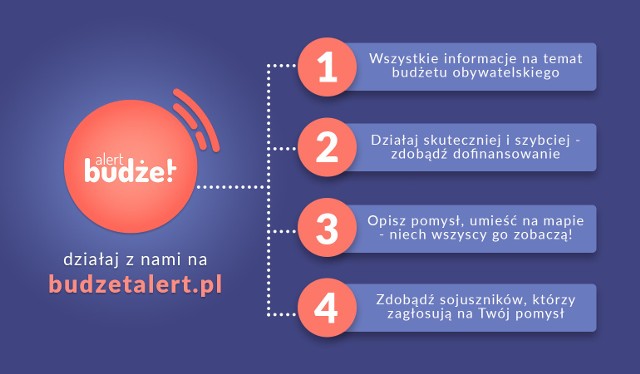 Harmonogram, pomysły i wyniki głosowania - to wszystko znajdziesz na stronie budzetalert.pl. Budżet Alert, to projekt, który w jednym miejscu zbiera wszelkie informacje o budżetach obywatelskich.