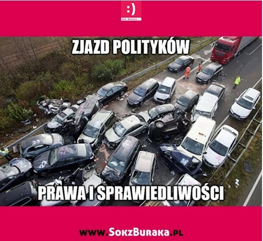 Memy po wypadku kolumny rządowej w Oświęcimiu 