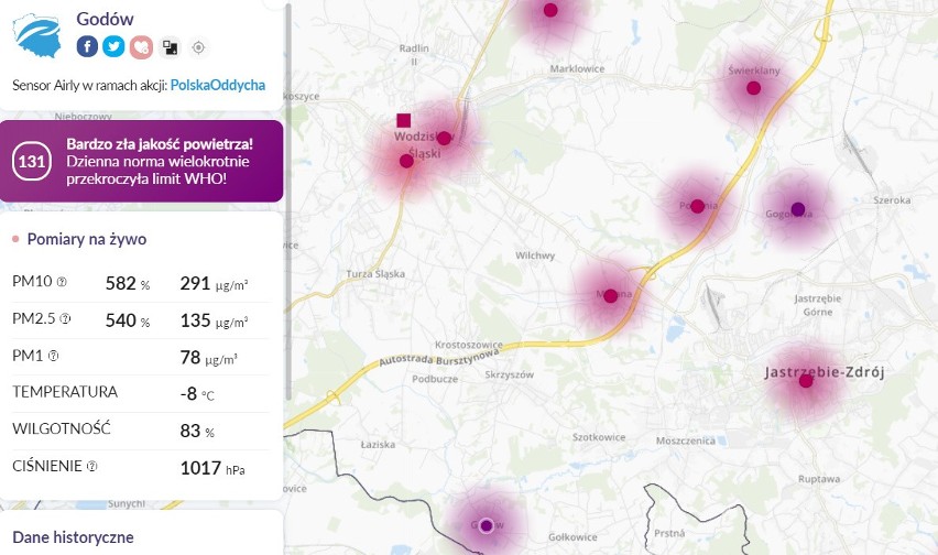 Smog w Śląskiem 22 stycznia 2019