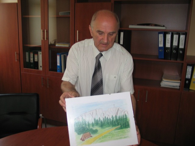 Stanisław Gurdak, prezes Przedsiębiorstwa Energetyki Cieplnej w Tarnobrzegu, EDF Polska pokazuje obraz, jaki otrzymał od małych powodzian z naszego regionu, którzy dzięki jego zaangażowaniu, odpoczywali w Zakopanem
