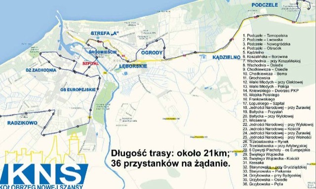 Taką trasę autobusu nocnego zaproponowali członkowie stowarzyszenia Kołobrzeg Nowej Szansy.