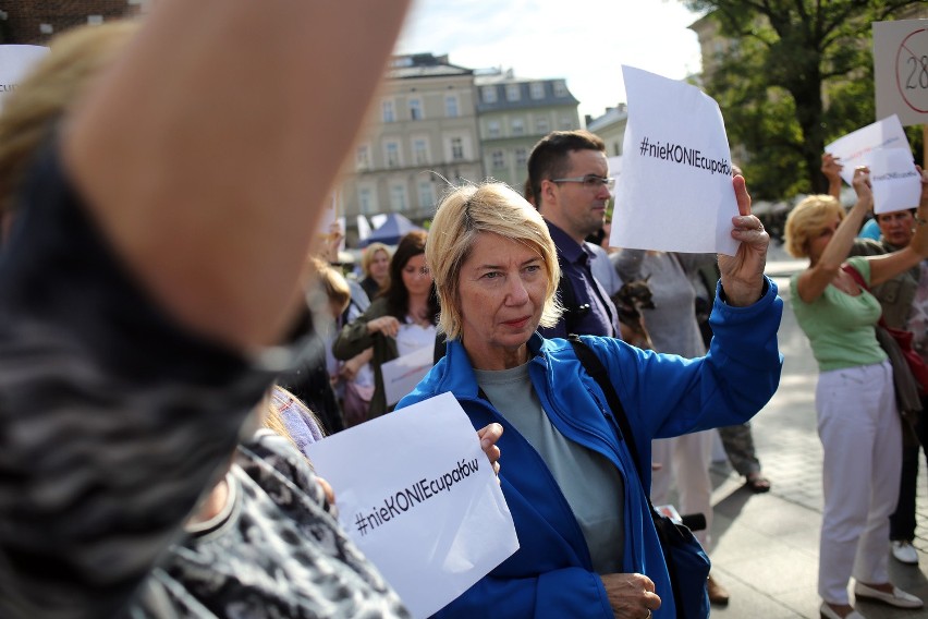 Kraków. Protest w obronie koni dorożkarskich [ZDJĘCIA]