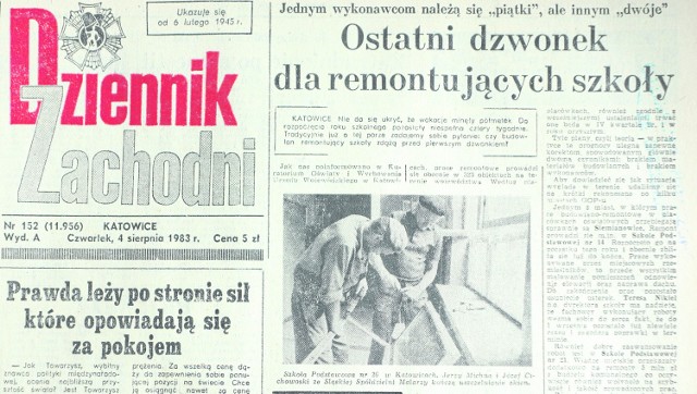 "Dziennik Zachodni" z 4 sierpnia 1983 r. Na półmetku wakacji sprawdzaliśmy, czy budowlańcy zdążą z remontami szkół