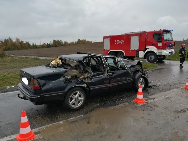 Wypadek w Koniecwałdzie. Zderzenie samochodu z traktorem na DK 55 - 23.10.2017