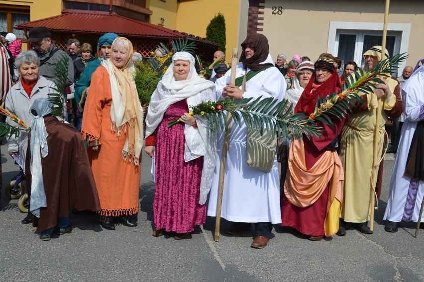 Niedziela Palmowa w Rudniku nad Sanem. Przez osła nie było wjazdu do Jerozolimy