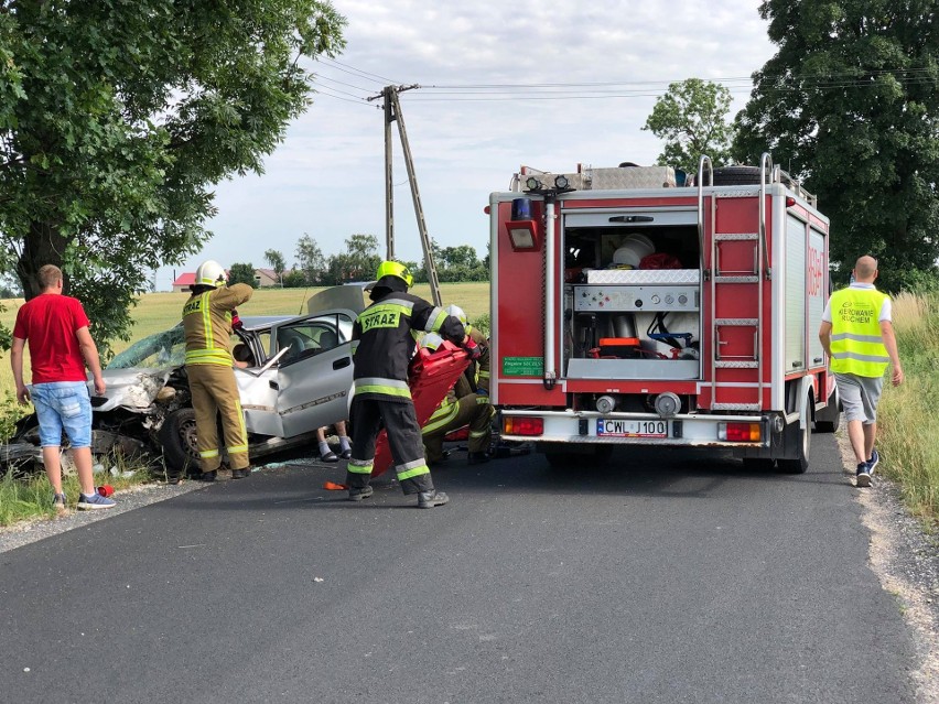 Tragiczny wypadek pod Włocławkiem. Opel uderzył w drzewo [zdjęcia]