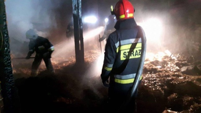 Pożar  stodoły przy ul. Adamskiego w Rybniku - Niedobczycach gasiło 22 strażaków z JRG Rybnik i OSP Popielów