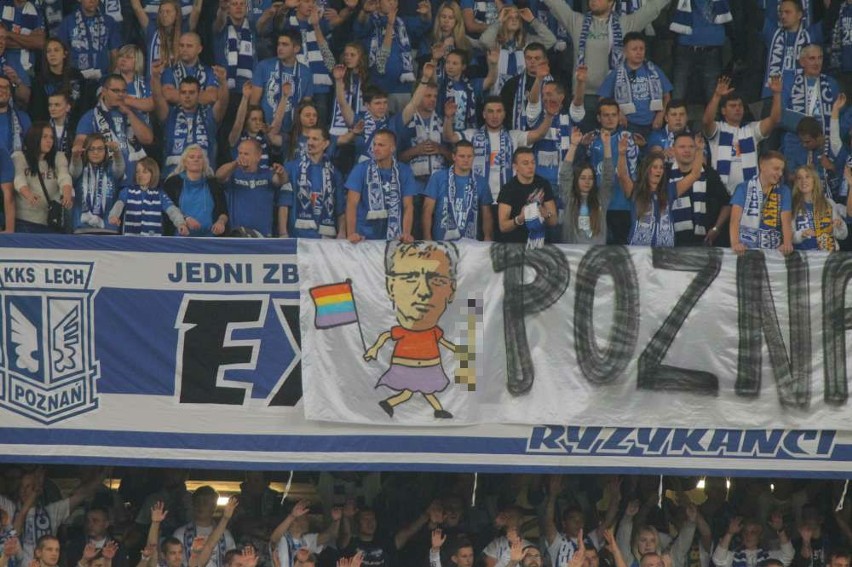 Transparent na stadionie: „Poznań przeprasza za tęczowego...