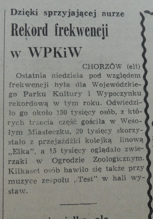 Lipiec 1974, Dziennik Zachodni. rekord w WPKiW, 150 tys....