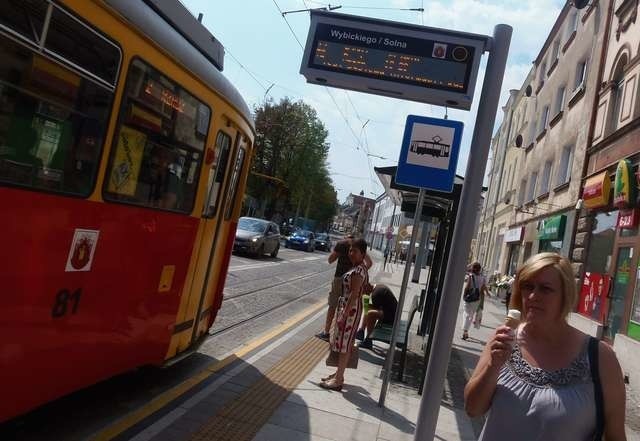 System informacji pasażerskiejPrzystanek tramwajowy na ulicy Wybickiego