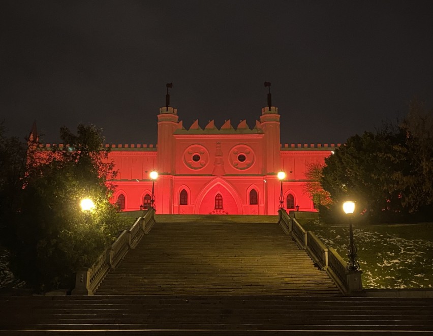 Lublin zaświecił się na czerwono w ramach "Kampanii 19 dni...