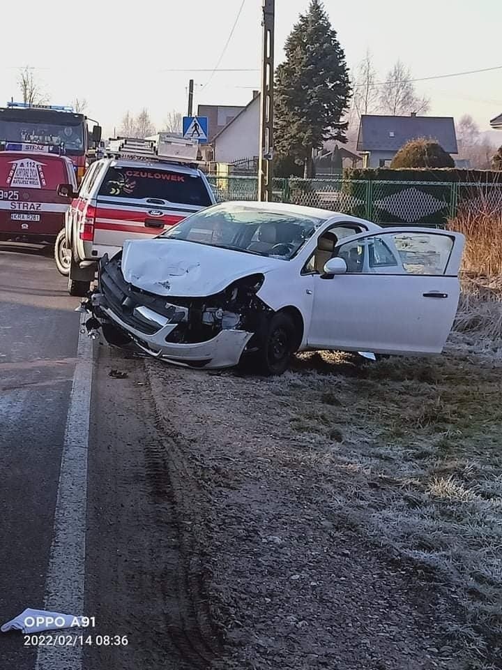 Gmina Czernichów. Wypadek samochodu osobowego w Rybnej i dwie osoby ranne