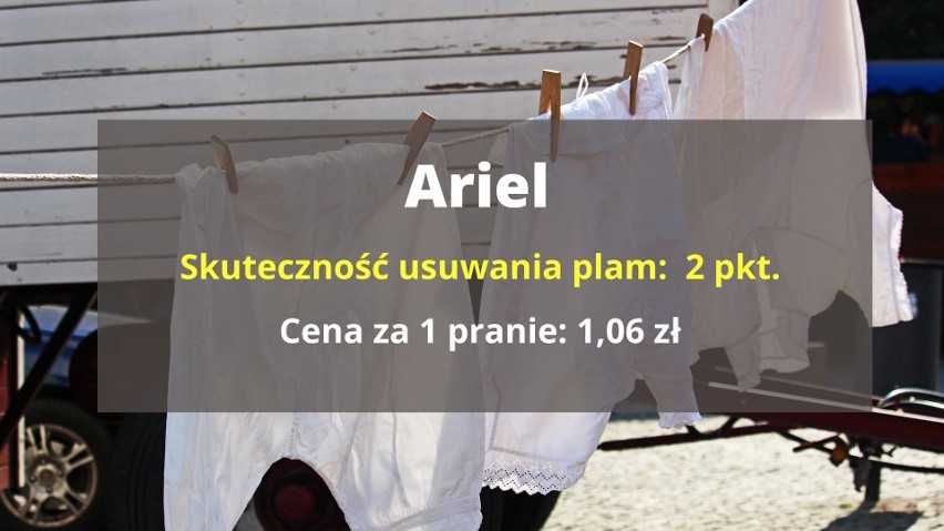 Ariel stosunkowo najskuteczniej usuwa plamy z makijażu i...