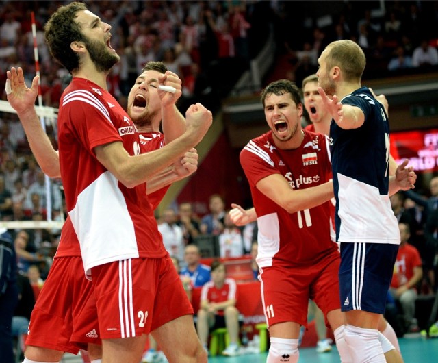 20.09.2014 katowice spodek hala  mistrzostwa swiata w pilce siatkowej mezczyzn polska 2014 world championship mecz polska niemcy siatkowka reprezentacja fivb pzps polfinal mateusz mika piotr nowakowski michal kubiak fabian drzyzga pawel zatorski mariusz wlazly michal wianiarski karol klos andrzej wrona fot. sylwia dabrowa / polskapresse