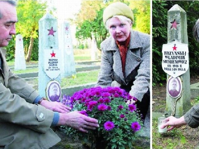 Żanna Różynska już od lat stara się rozwikłać zagadkę śmierci ojca. Niestety, nie jest to łatwe. Na domiar złego bolą ją błędy na nagrobku (z lewej zdjęcie z 2008 r, z prawej z czwartku).