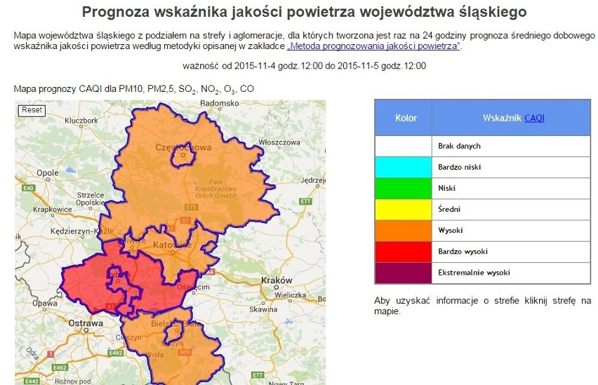 Prognoza jakości powietrza dla woj. śląskiego