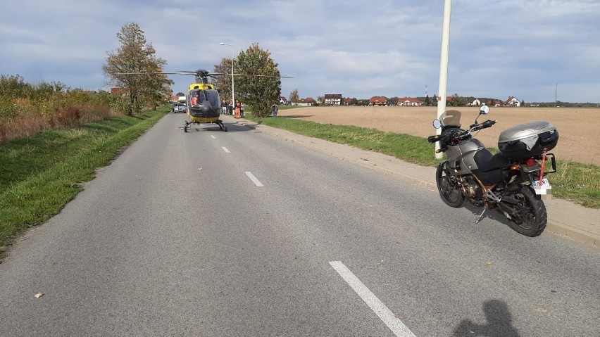 Wypadek motocyklisty pod Wrocławiem. W akcji helikopter LPR