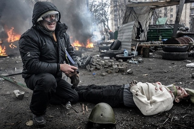 Zdjęcie z "czarnego czwartku" w Kijowie.