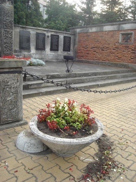 Wandal uszkodził stojący przed pomnikiem gazon i oskubał rosnące w nim kwiatki