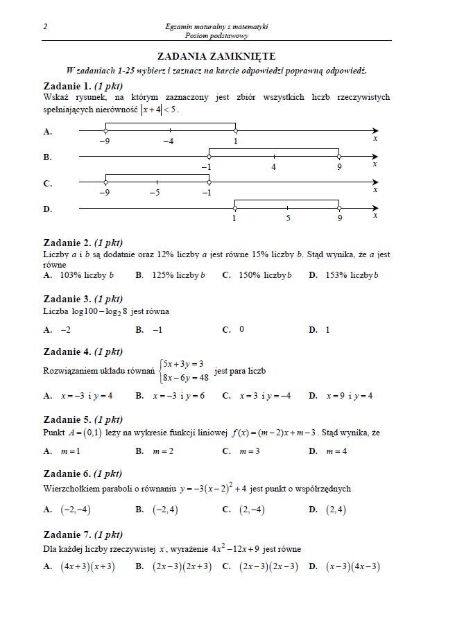 MATURA 2013. Matematyka - poziom podstawowy [ARKUSZE, ODPOWIEDZI, KLUCZ CKE]