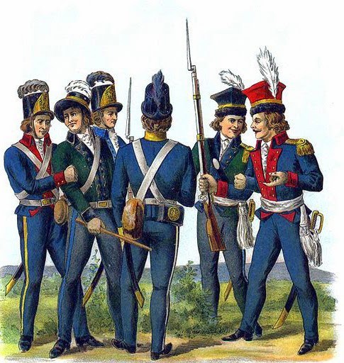 Oficerowie w konfederatkach (z prawej) na obrazie Michała Stachowicza