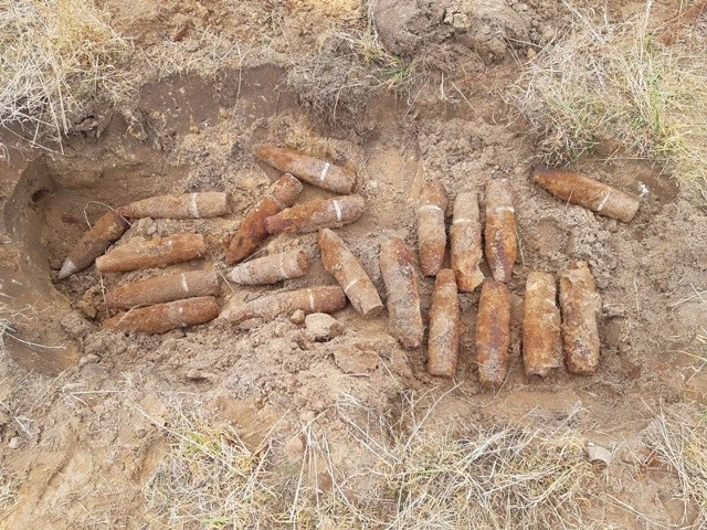 Część pocisków znalezionych w miejscowości Dorotka