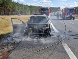 Pożar na lubuskim odcinku S3 niedaleko Międzyrzecza. Samochód osobowy doszczętnie spłonął! 