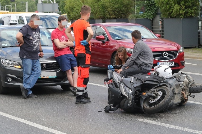 Wypadek z udziałem motocyklisty przy Pasażu Grunwaldzkim...