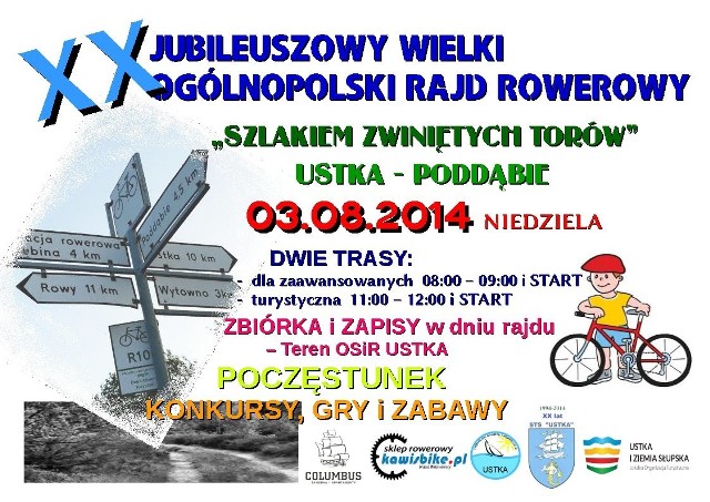W niedzielę (3 sierpnia) w Ustce odbędzie się XX Jubileuszowy Wielki Ogólnopolski Rajd Rowerowy "Szlakiem zwiniętych torów" Ustka-Poddąbie