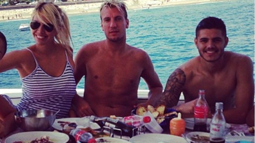 Od lewej Wanda Nara, Maxi Lopez i Mauro Icardi