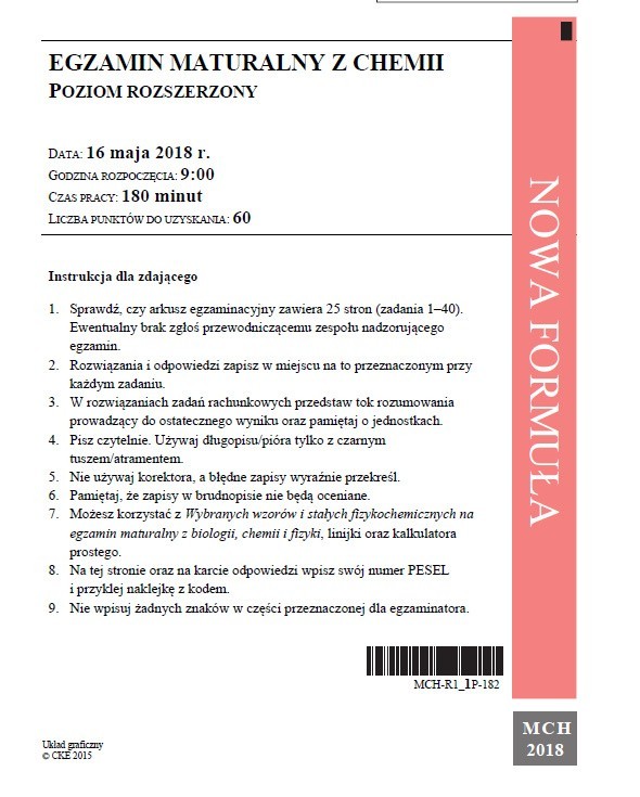 Matura chemia 2019 ARKUSZE CKE ODPOWIEDZI! Maturzyści piszą dzisiaj  13.05.2019 podstawę i rozszerzenie z chemii! | Express Ilustrowany