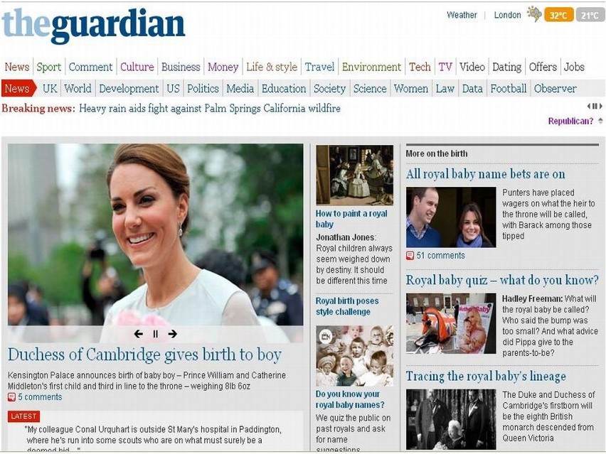 Księżna Kate urodziła syna! Tak go przywitały brytyjskie media [zdjęcia]