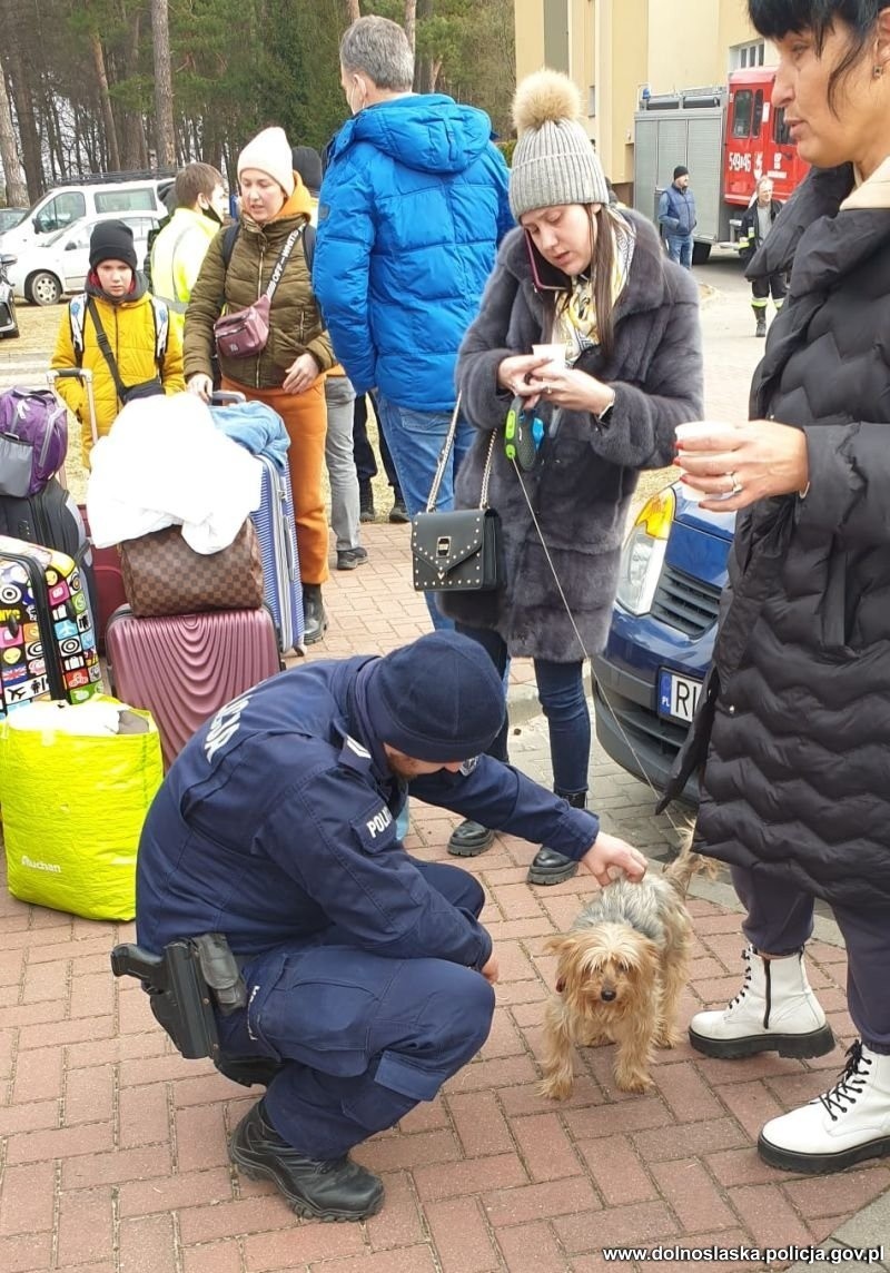 Policjanci z Wrocławia pomagają uchodźcom na granicy polsko-ukraińskiej [ZDJĘCIA]